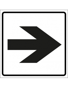 Richtingwijzer bord, kunststof, wit zwart, vierkant