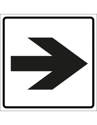 Richtingwijzer bord, kunststof, wit zwart, vierkant