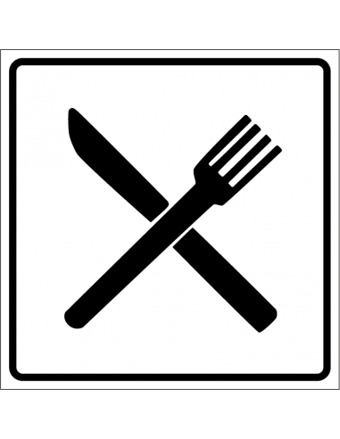 Restaurant sticker, wit zwart, vierkant