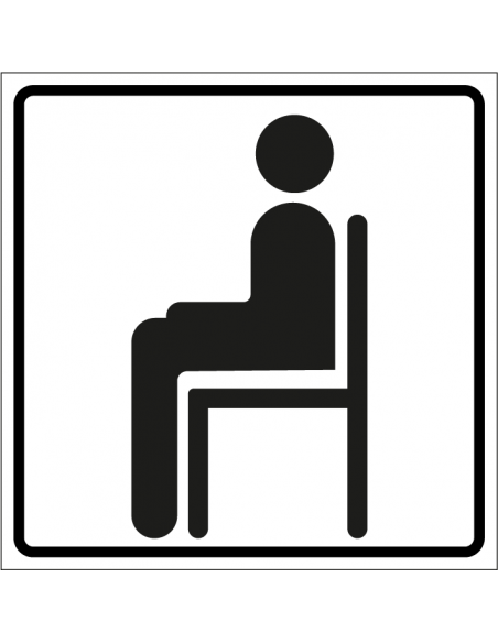 Wachtruimte bord, kunststof, wit zwart, vierkant