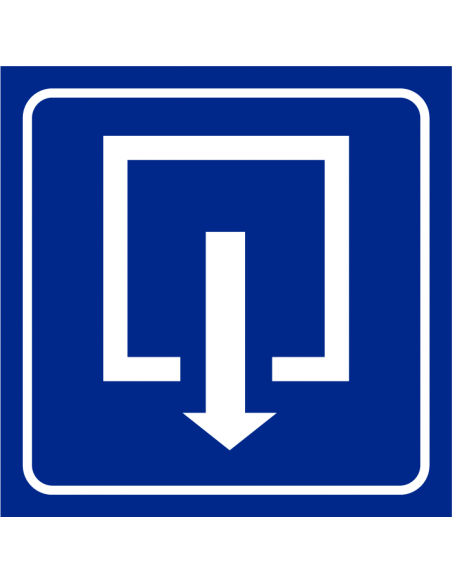 Uitgang bord, kunststof, blauw, vierkant