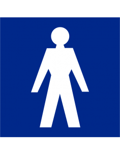 Heren toilet sticker, blauw, vierkant