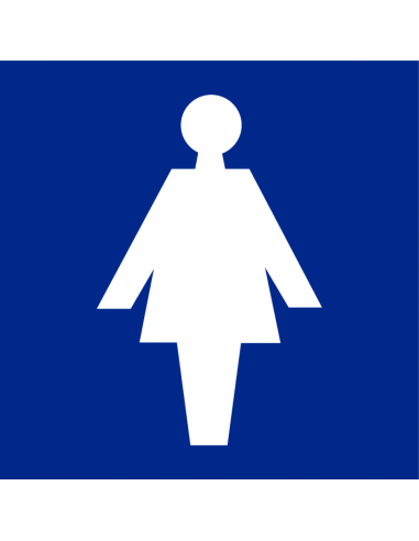 Dames toilet bordje, kunststof, blauw, vierkant