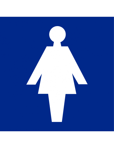 Dames toilet bordje, kunststof, blauw, vierkant