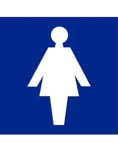 Dames toilet sticker, blauw, vierkant
