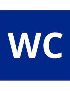WC sticker, blauw, vierkant