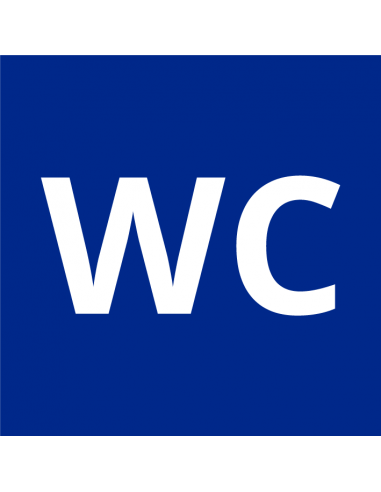 WC sticker, blauw, vierkant