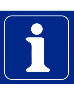 Informatie bord, kunststof, blauw wit, vierkant
