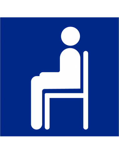 Zitplaats sticker, vierkant, blauw wit, persoon op stoel symbool