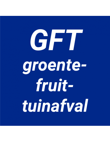 GFT sticker, vierkant, blauw wit