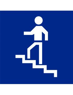 Trap stijgend bord, kunststof, blauw wit, vierkant