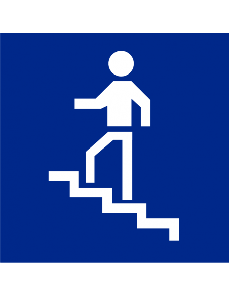 Trap stijgend bord, kunststof, blauw wit, vierkant