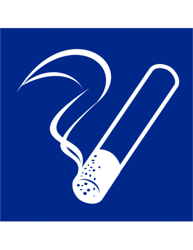 Sticker roken  toegestaan, vierkant, blauw wit, pictogram roken toegestaan