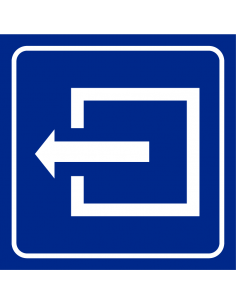 Uitgang sticker, blauw, links wijzend