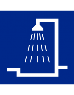 Douche bord, kunststof, blauw, vierkant, blauw wit, pictogram douche