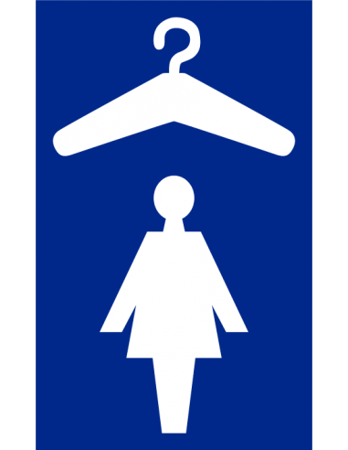 Garderobe vrouw bord, kunststof, blauw wit, staand