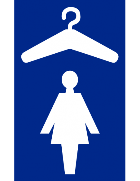 Garderobe vrouw bord, kunststof, blauw wit, staand
