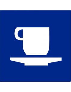 Cafetaria sticker, blauw wit, vierkant