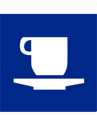 Cafetaria sticker, blauw wit, vierkant