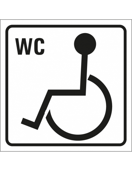 Invalide WC bordje, kunststof, wit, vierkant, toilet bordje