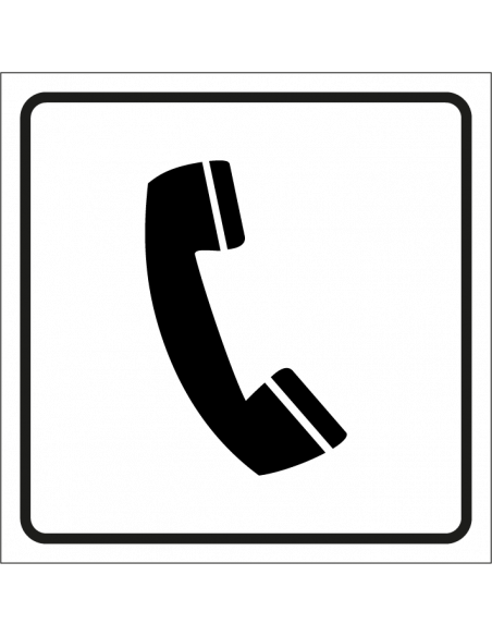 Telefoon bord, kunststof, wit zwart, vierkant