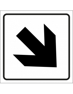 Pijl schuin bord, kunststof, wit zwart, vierkant