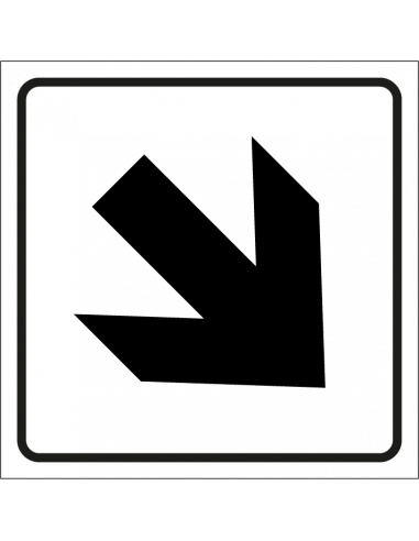 Pijl schuin bord, kunststof, wit zwart, vierkant