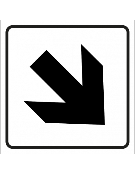 Pijl schuin bord, kunststof, wit zwart, vierkant