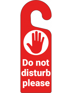 Do not disturb deurhanger, kunststof, 300 x 100 mm, rood wit, tekst do not disturb please