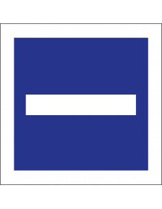 Negatief stroompunt sticker op rol, blauw wit, vierkant