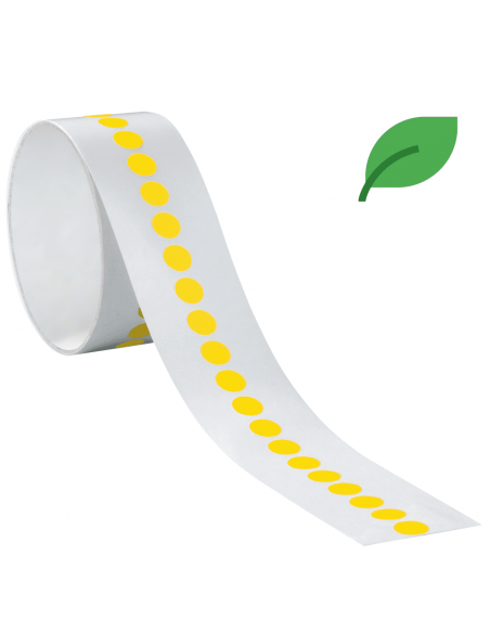 Markeringspunten stickers, geel, ecofoil, 100 per rol