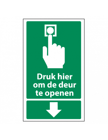 Deur openen sticker, groen wit, rechthoekig, Nederlands