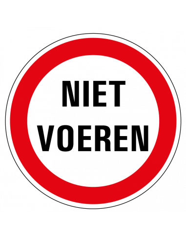 Niet voeren bord, kunststof, rond, rood, wit, Nederlandse tekst