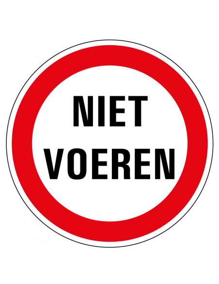 Niet voeren bord, kunststof, rond, rood, wit, Nederlandse tekst