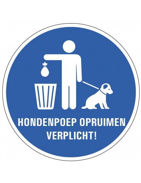 Bord opruimplicht, kunststof, blauw wit, hondenpoep opruimen verplicht