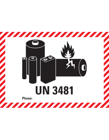 UN3481 label permanent papier, 1000 op rol, 100 x 70 mm