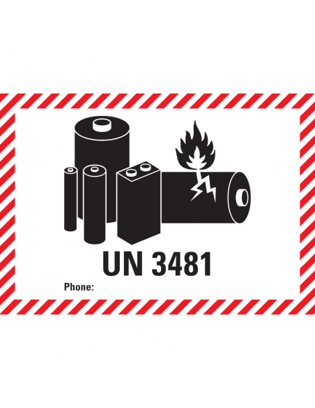 UN3481 label permanent papier, 1000 op rol, 100 x 70 mm