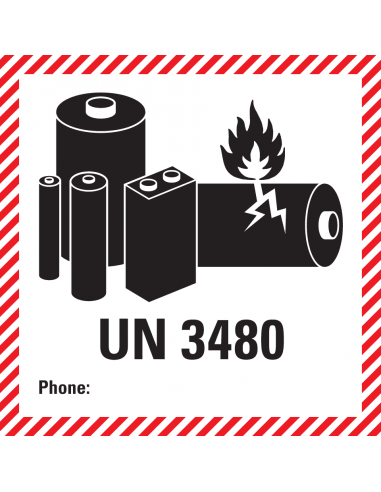 UN3480 label permanent papier, 1000 op rol, 100 x 100 mm