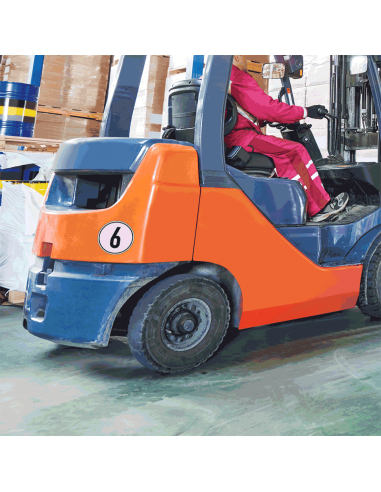 Snelheidssticker vrachtwagen 6 km, zwart wit, tekst 6, rond