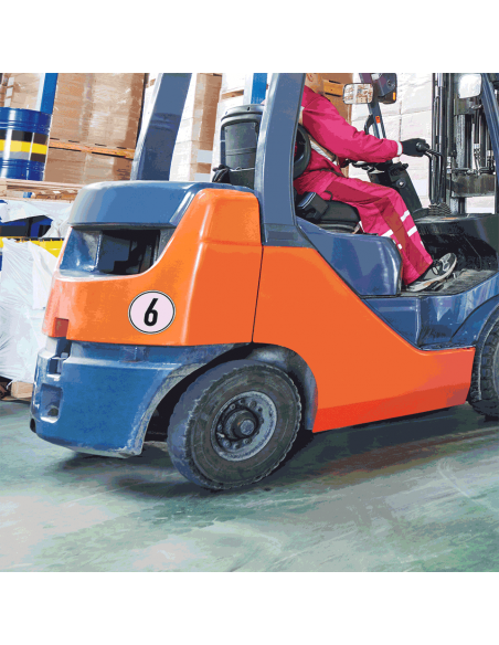 Snelheidssticker vrachtwagen 6 km, zwart wit, tekst 6, rond