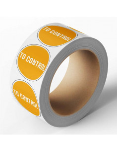 To control sticker, oranje, 25 meter op rol