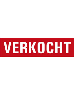 Verkocht bord, kunststof, rood wit, rechthoekig, tekst verkocht, makelaar