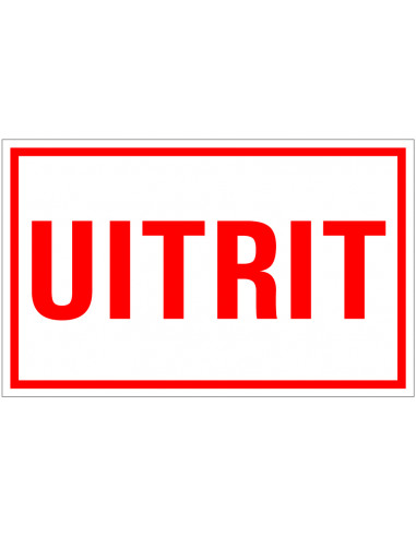 Uitrit sticker, rood wit, rechthoekig, tekst uitrit