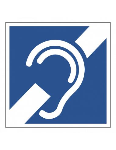 Slechthorend sticker, blauw wit, vierkant, symbool slechthorend