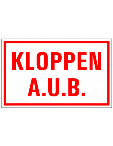 Kloppen a.u.b. sticker, rood wit, rechthoekig, Nederlandse tekst
