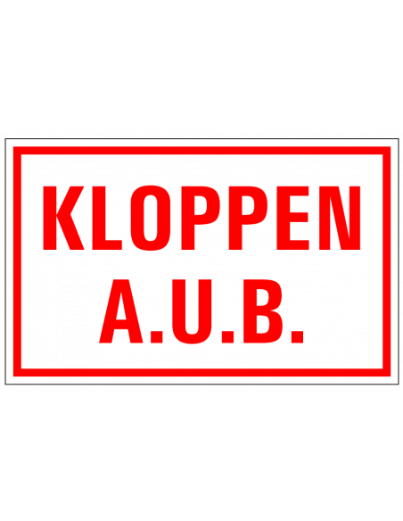 Kloppen a.u.b. bord, kunststof, rood wit, rechthoekig, Nederlandse tekst
