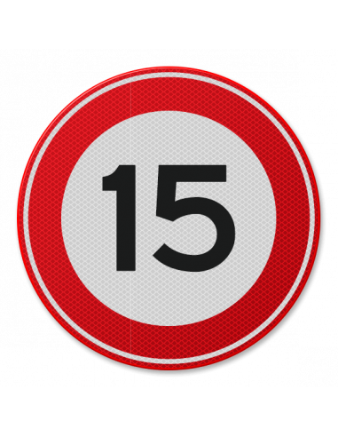 Verkeersbord 15 km, aluminium DOR, A1, rond, rood wit, maximale snelheid 15 km