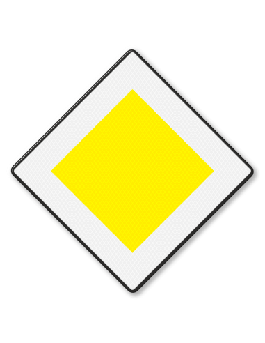 Verkeersbord B1 voorrangsweg, aluminium DOR, ruitvormig, geel wit, symbool voorrangsweg