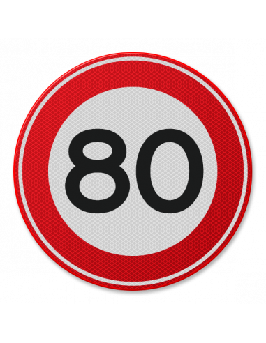 Verkeersbord 80 km, aluminium DOR, A1, rond, rood wit, maximale snelheid 80 km