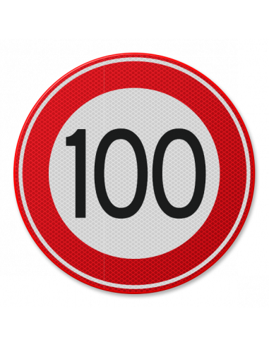 Verkeersbord 100 km, aluminium DOR, A1, rond, rood wit, maximale snelheid 100 km